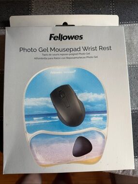Photo Gel Mousepad Wrist Rest - Beach Design, Blue